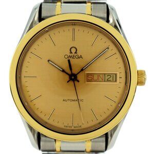 Omega 36mm Men's Seamaster 120m Automatic Two-Tone Gold Dial Watch Ref: 5120.10!